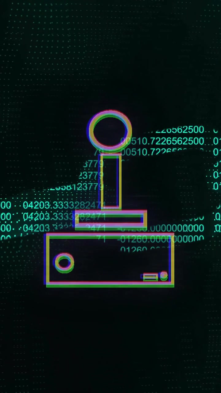 Animation of gamepad icon over chain of data processing