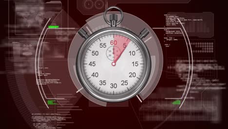 animación del procesamiento de datos digitales en pantalla a través de un cronómetro