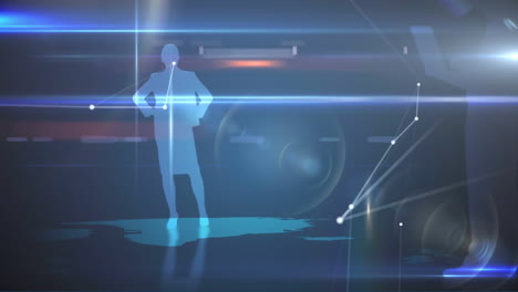 animación del procesamiento de datos sobre la gente de negocios