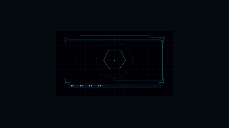 Antarmuka HUD Digital dengan Bentuk Geometris Berputar
