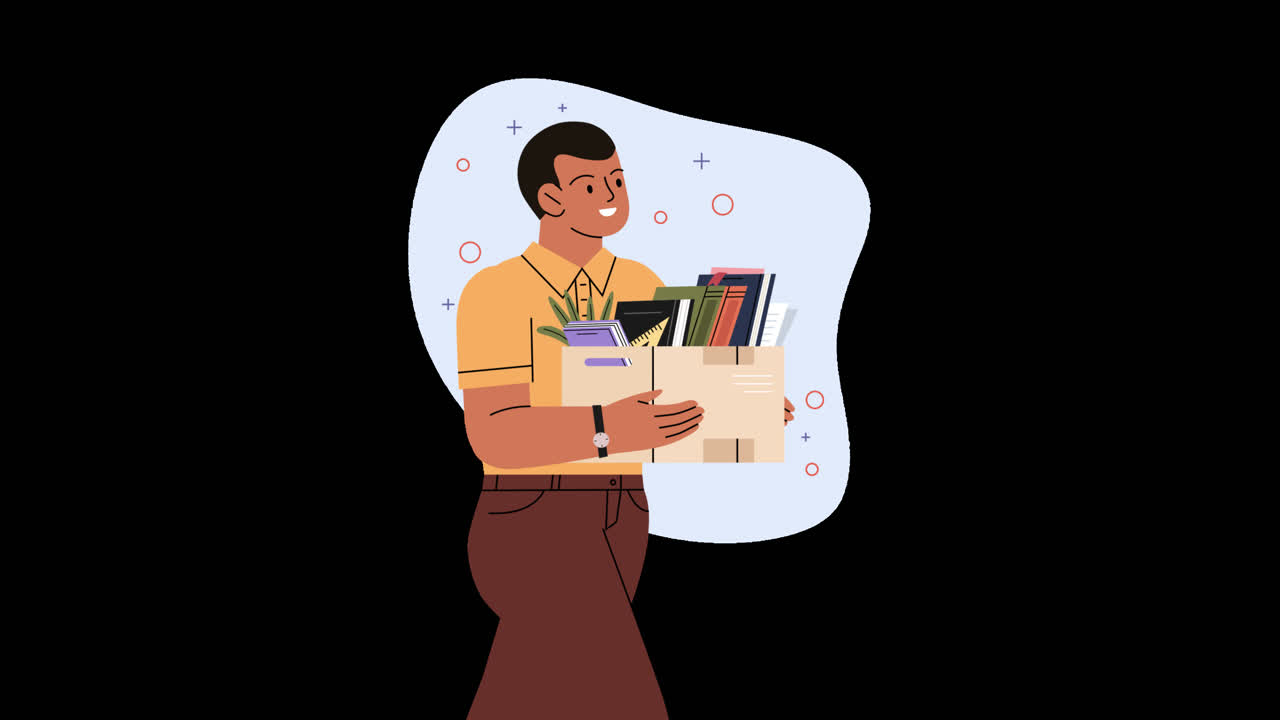 상자를 들고 직장을 떠나는 남자