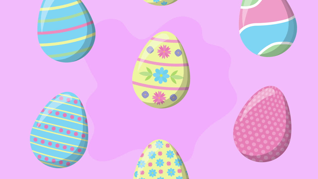 счастливая пасхальная анимационная карточка с нарисованными яйцами
