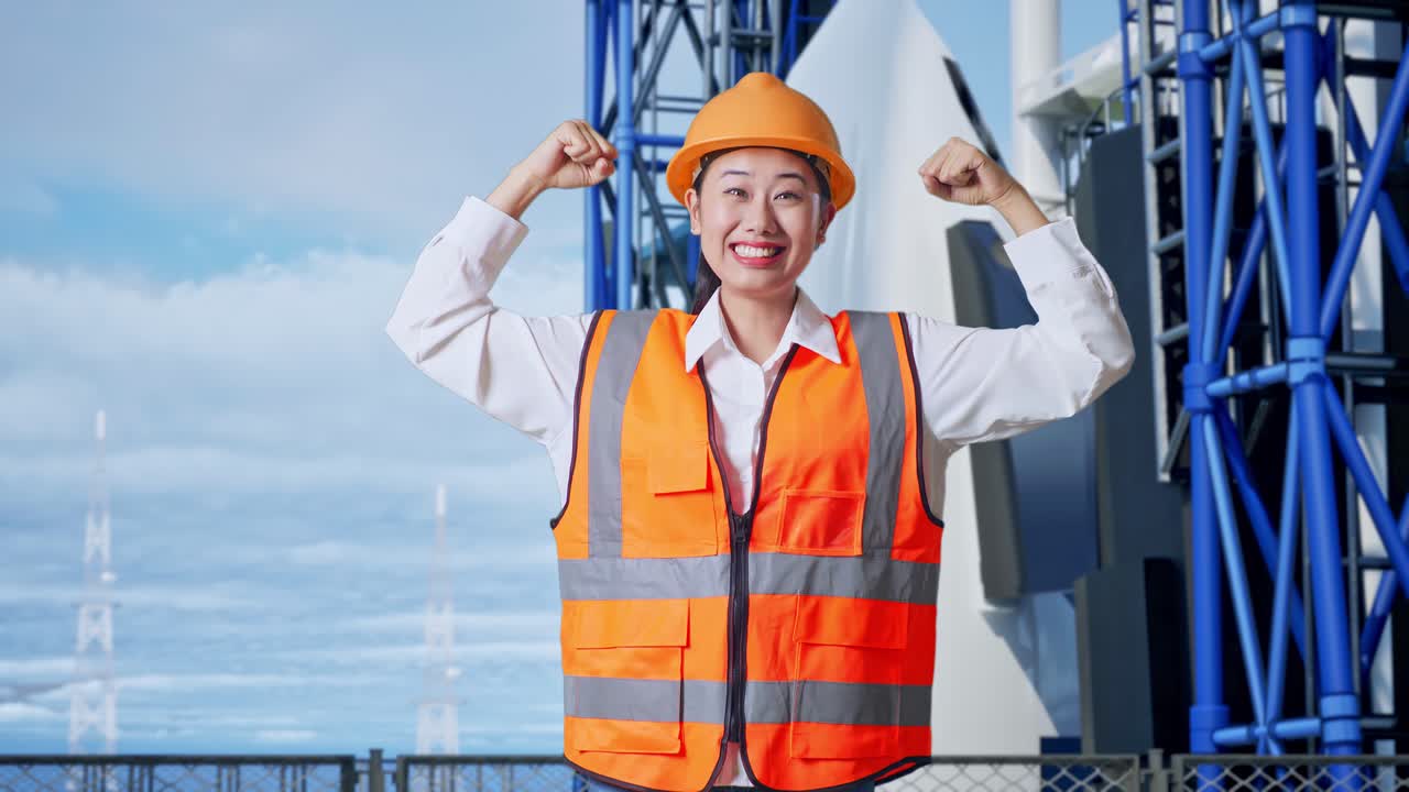 로켓 발사 시설에서 성공을 축하하는 엔지니어