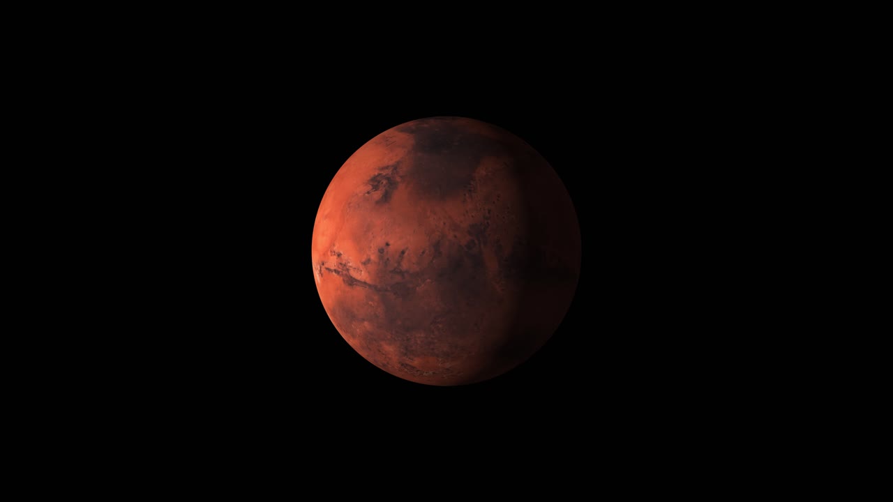 4k planet mars on black background