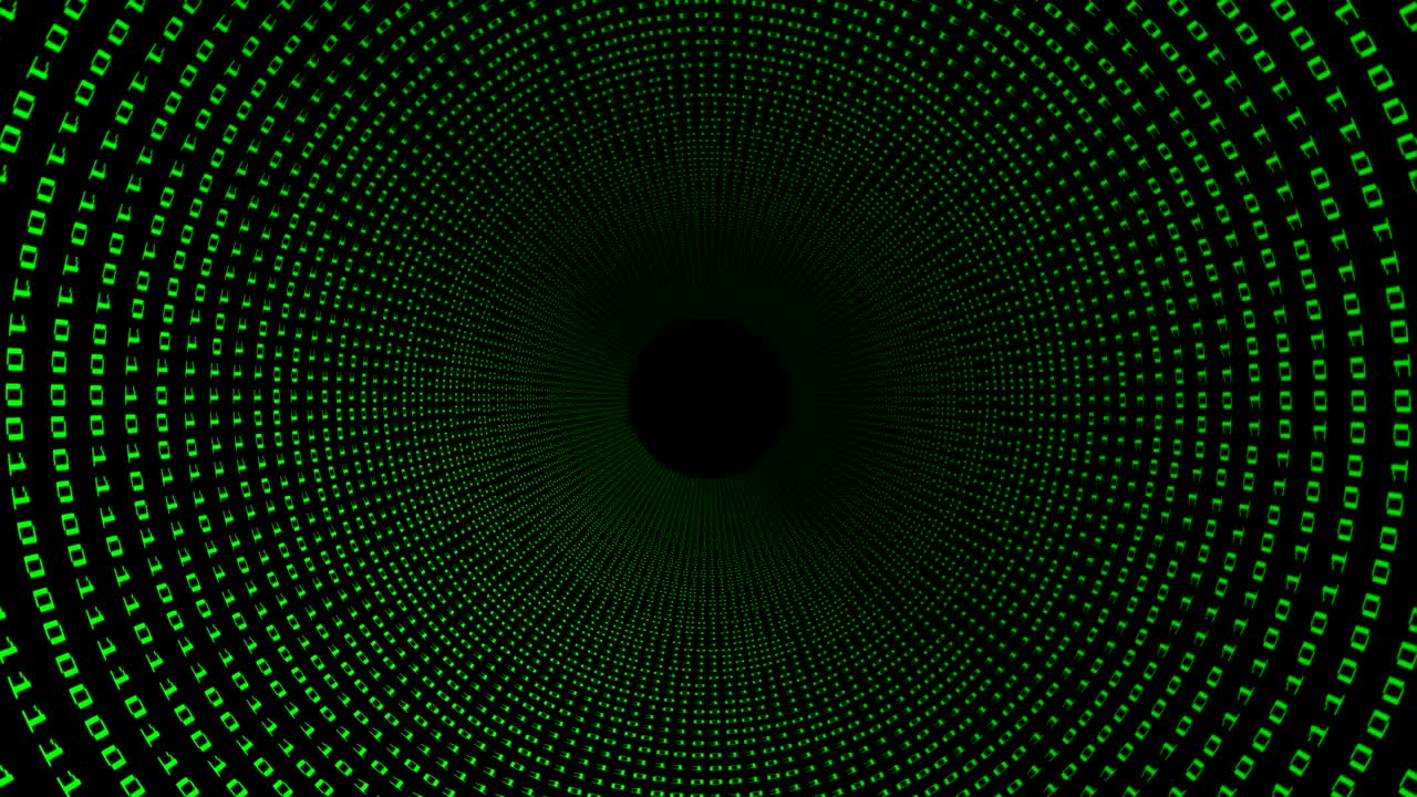 Binary code black and green animation