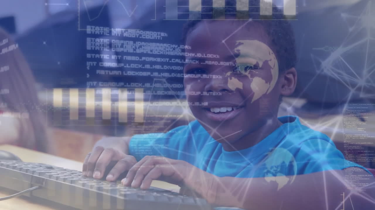Animation of data processing over diverse schoolchildren using computers