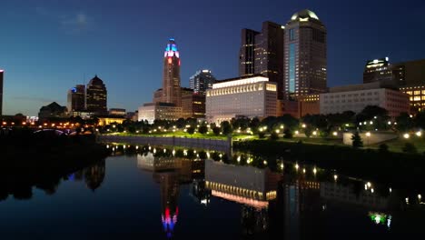 Aerial-Colmubus-Ohio-Downtown-Pan---Night