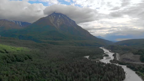 kings mountain alaska with river cloudy day