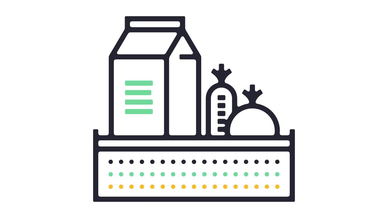 슈퍼마켓 쇼핑 라인 아이콘 애니메이션