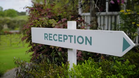 reception road sign in the winery of wedding venue