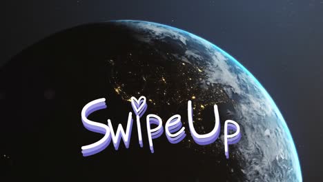 Animation-of-swipe-up-text-over-globe