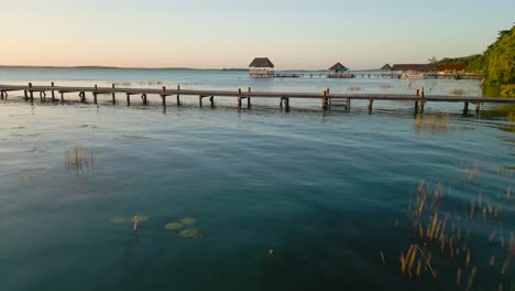 sunrise aerial footage of bacalar mexico seven colours lagoon