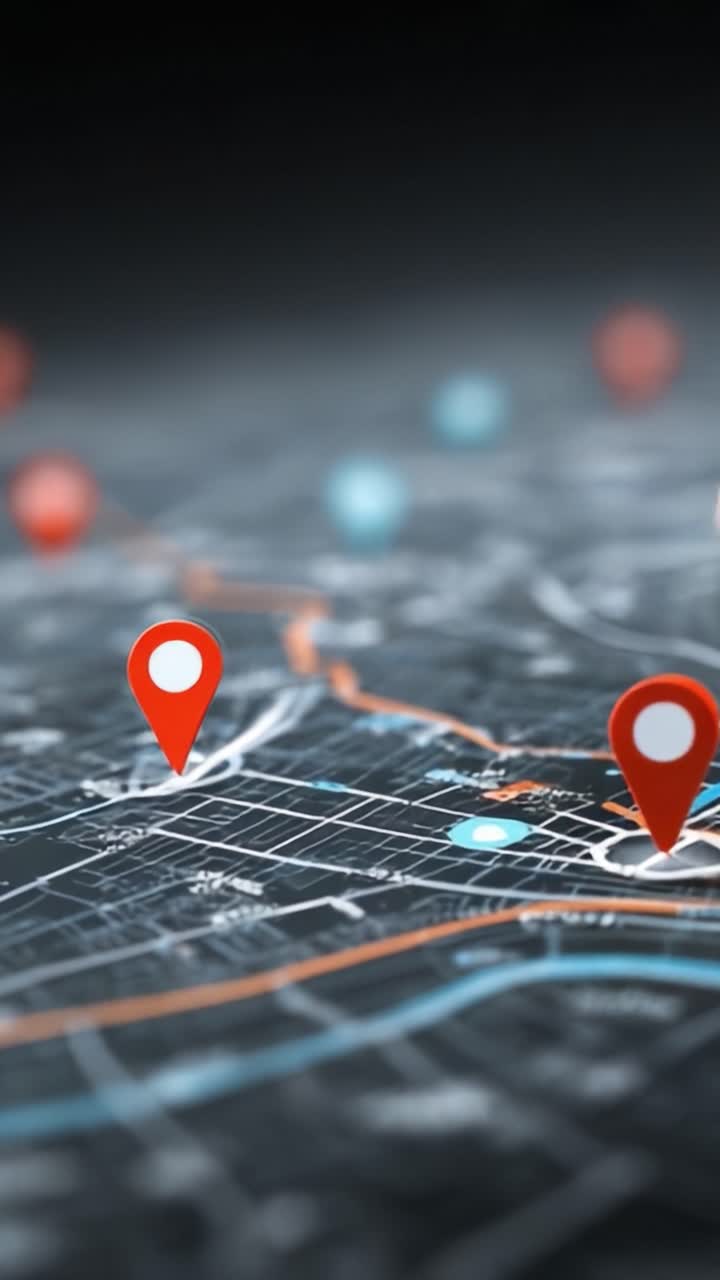 Una Vista Ravvicinata di una Mappa che Evidenzia Luoghi Importanti con un Focus su Navigazione e Geolocalizzazione, Mostrando la Disposizione delle Strade e i Punti di Riferimento.