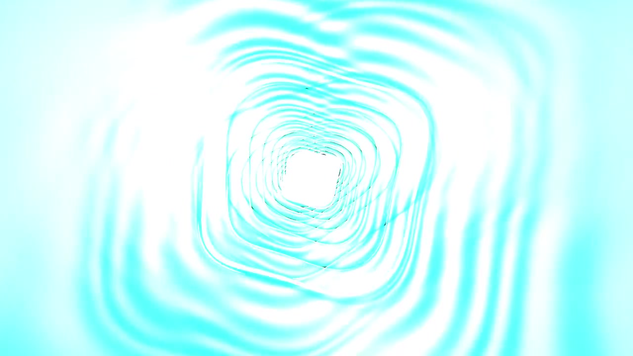 Moving Through a Bright Abstract Light Blue Tunnel with Rotating Shapes