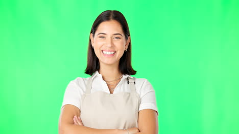 Woman,-happy-and-portrait-on-green-screen