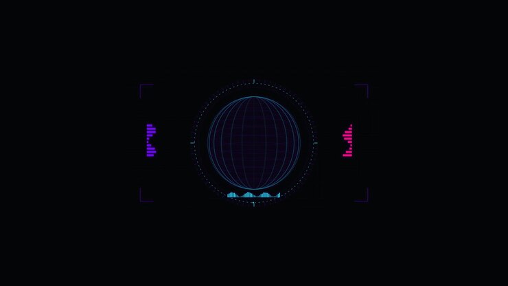 Digital Globe Interface with Pulsing Audio Visualizer