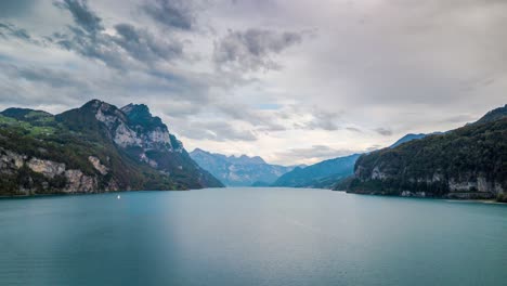 hyperlapse shot from the lake of walen in switzerland