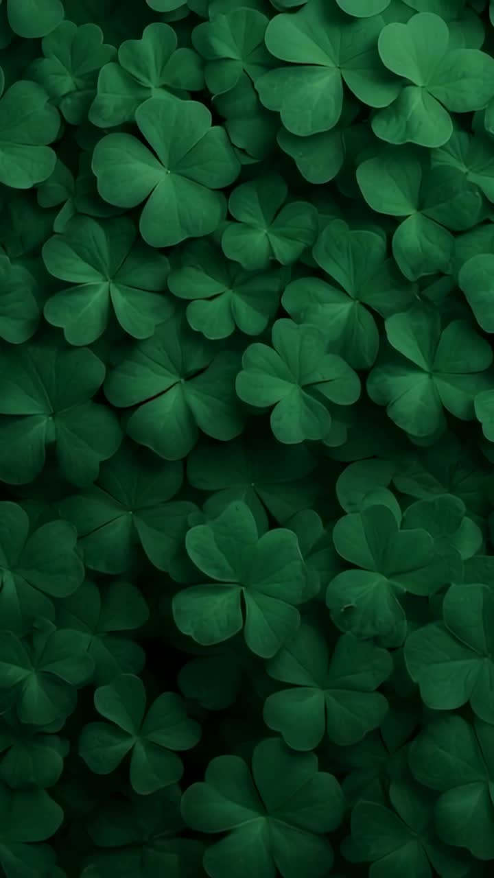 Vertical video: Moving camera revealing clover leaves at shaded garden bed, showing leaf veins