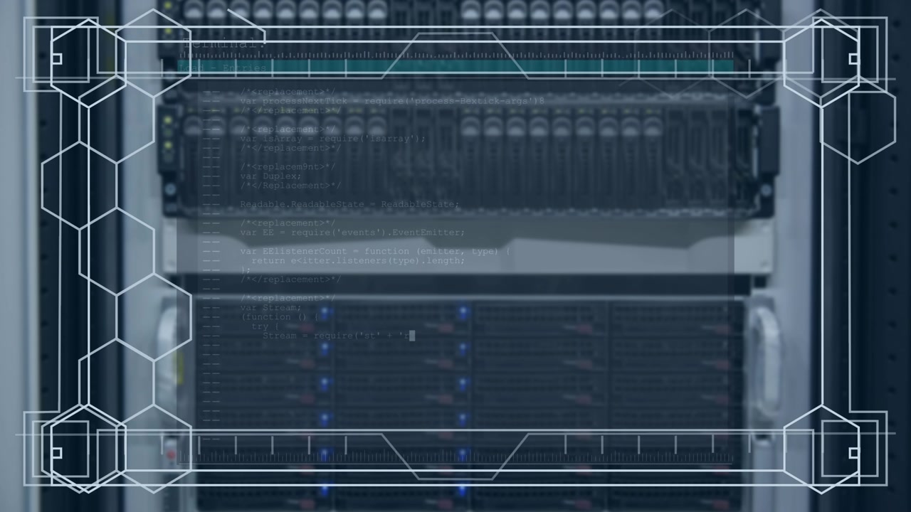 Animation of shapes over server room