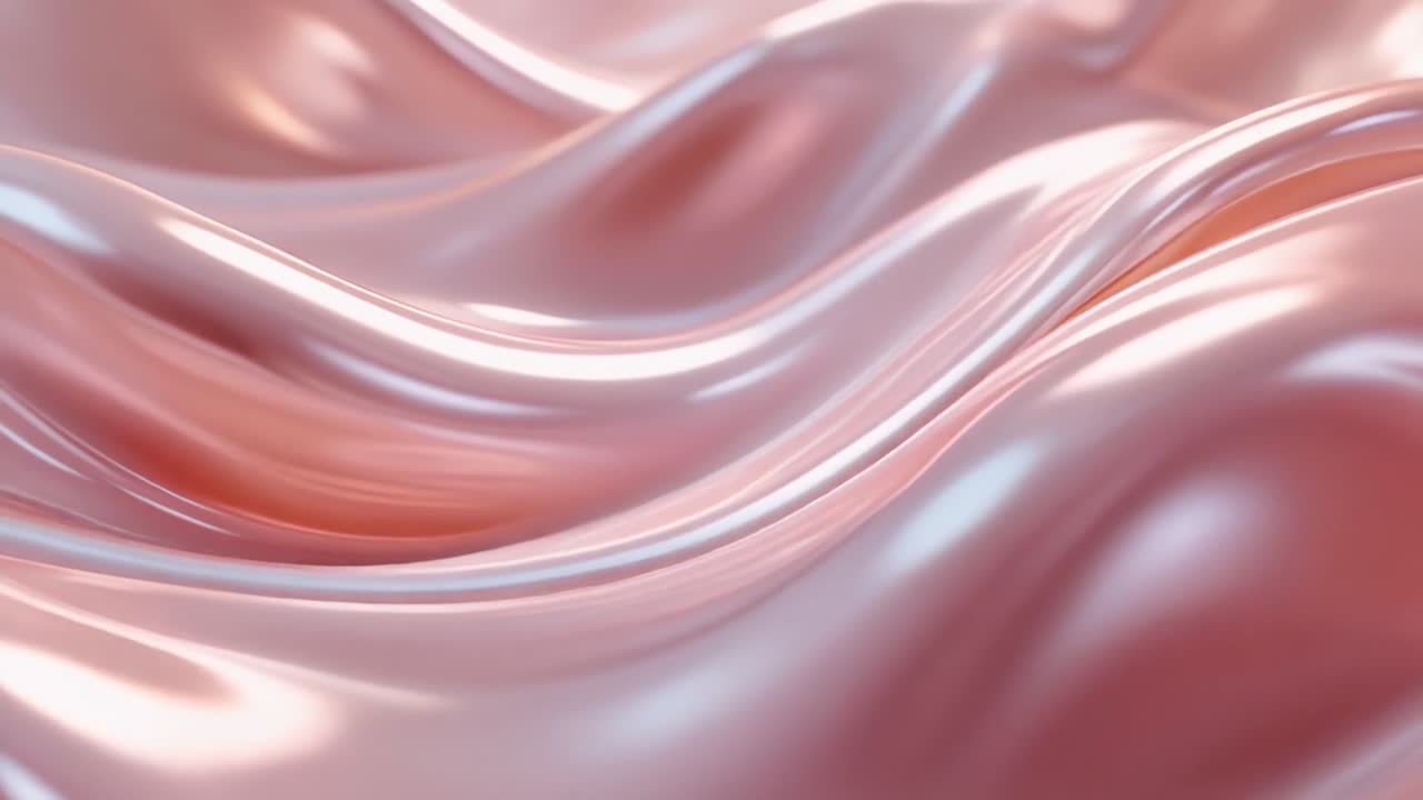 なめらかに流れるピンクの真珠光沢のある液体の波の抽象的な背景。