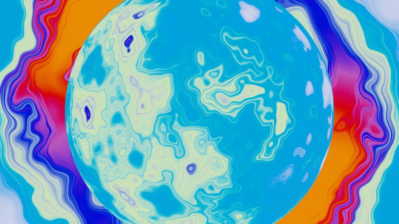 오렌지색 파란색 배경에 추상적인 공의 회전