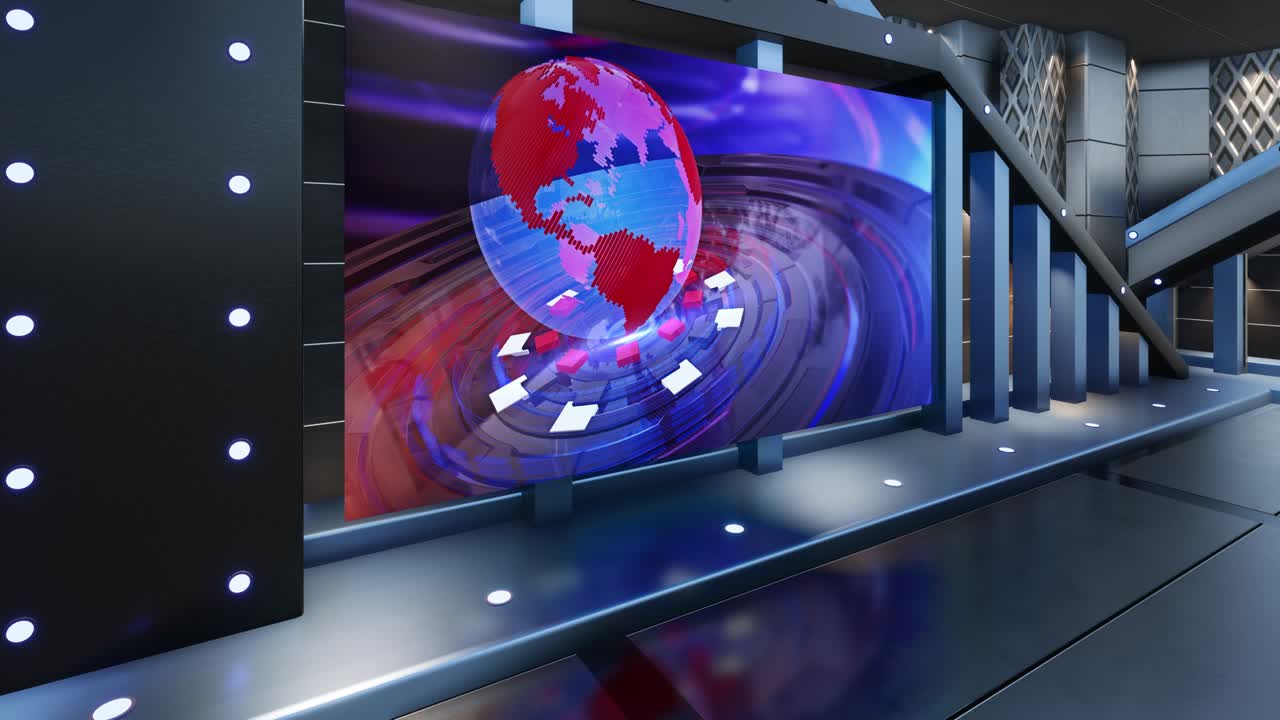 tv 뉴스 스튜디오 세트 - 가상 녹색 화면 배경 루프
