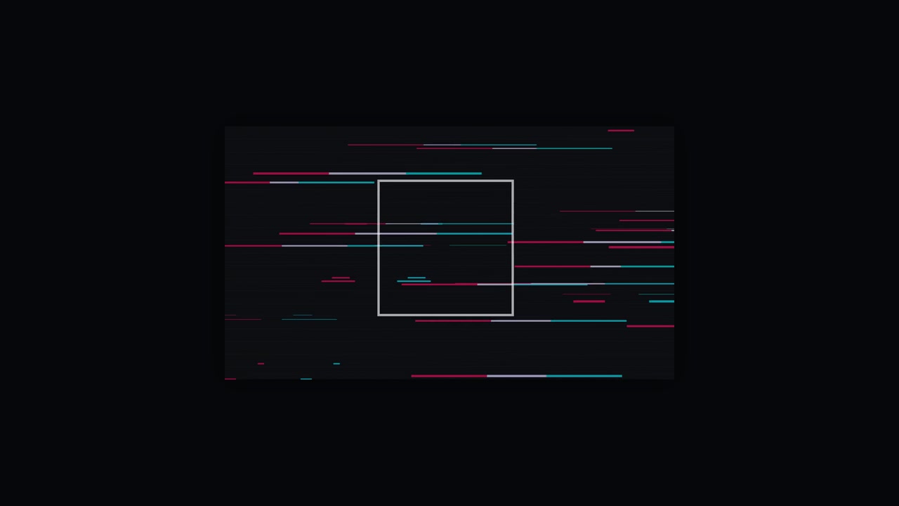 Abstrakt motion graphics med geometriske former og digitale glitch-effekter