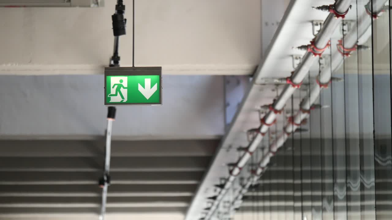 Emergency Exit Sign in Building Interior