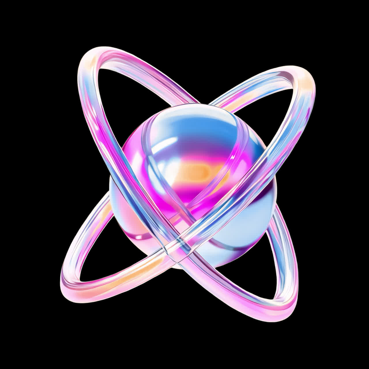 Futuristic vibrant 3D abstract sphere animation isolated asset, transparent 4K video, alpha channel