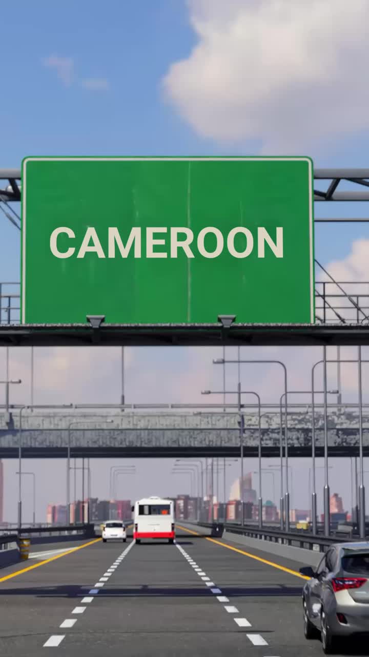 카메룬으로 가는 고속도로 위에 비행기가 있습니다.