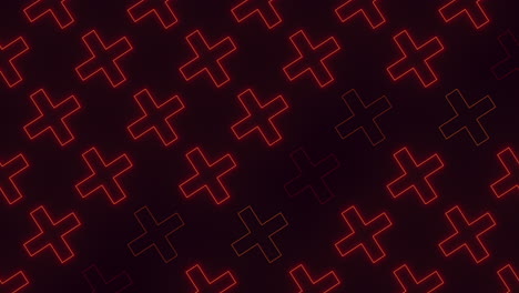 A-Neon-Red-Crosses-On-A-Black-Background