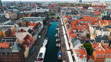 aerial view of nyhavn canal in copenhagen, denmark