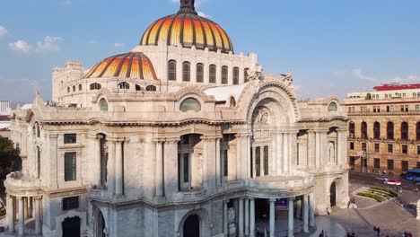 mexico city: aerial view of capital city of mexico (ciudad de méxico), marble performance hall and art museum palacio de bellas artes - landscape panorama of north america from above