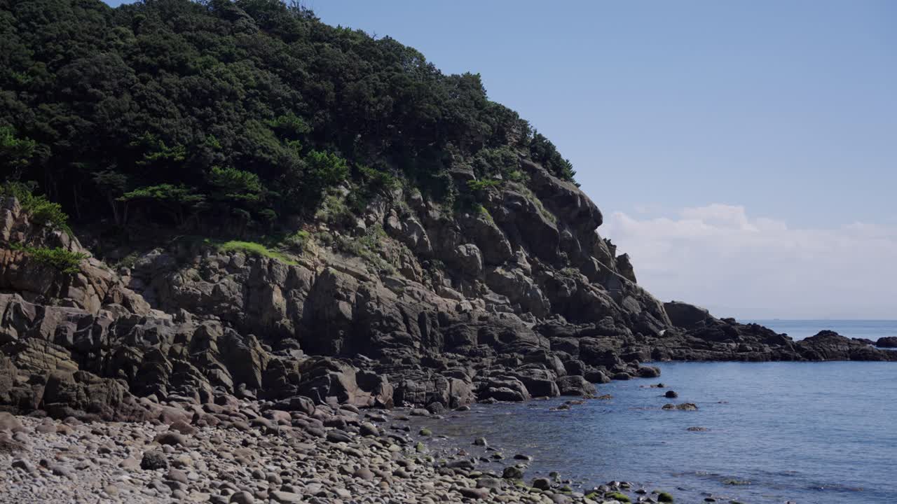 Coastal Cliffs of Tomogashima, Sunny Day Over Seto Inland Sea, Japan
