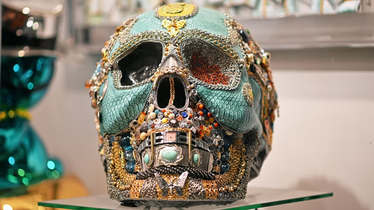 Souvenir skull made of accessories in Cannes, France
