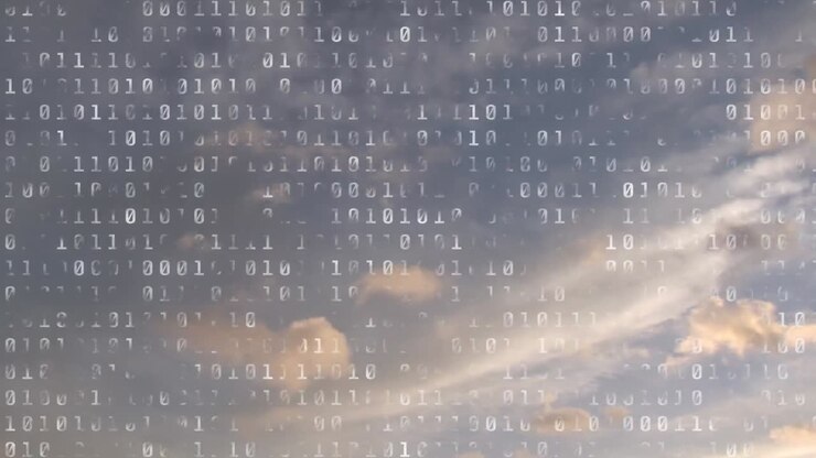 Blauer Himmel und Binärcodes