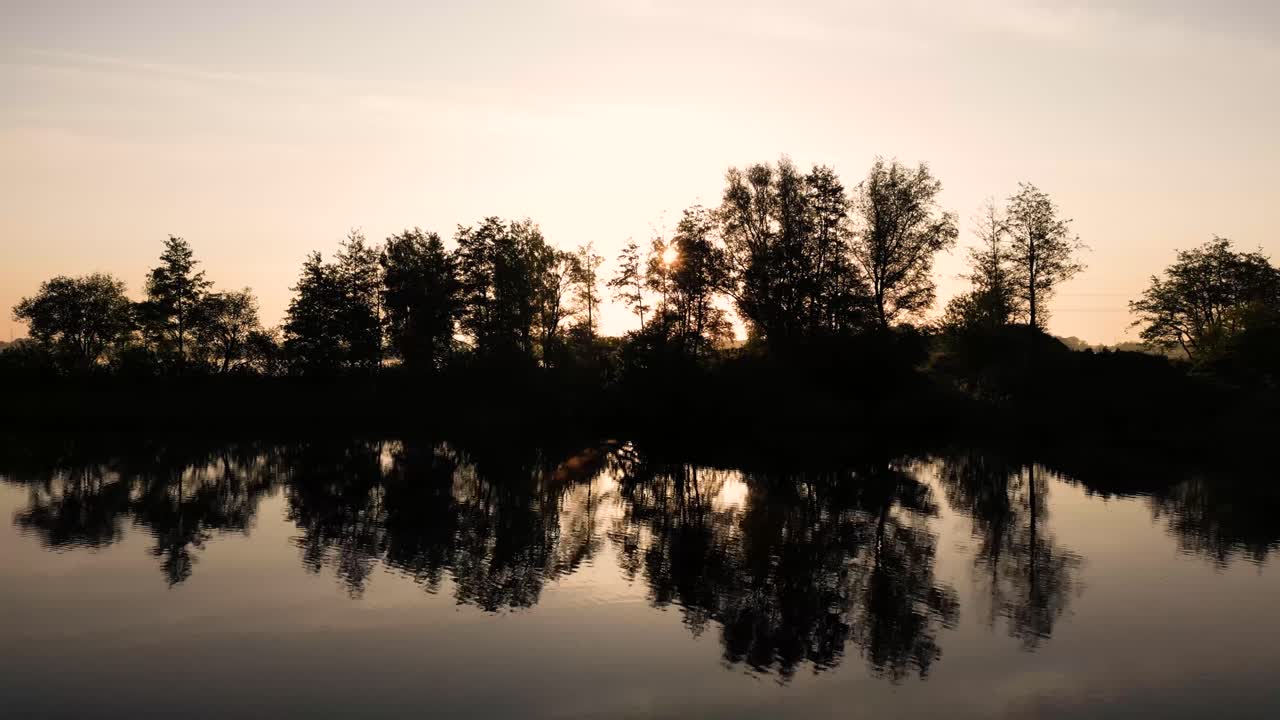 Sunrise or Sunset over a Calm River with Reflections