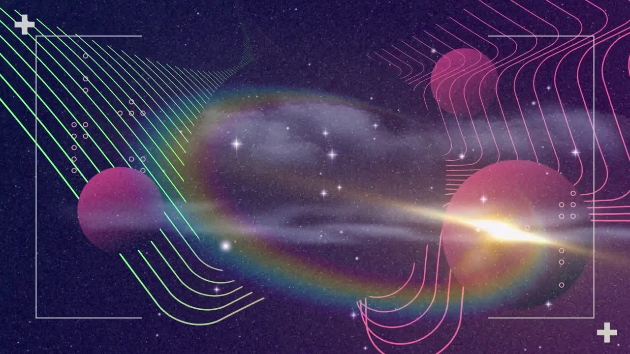 Parallel lines and sphere against space in background