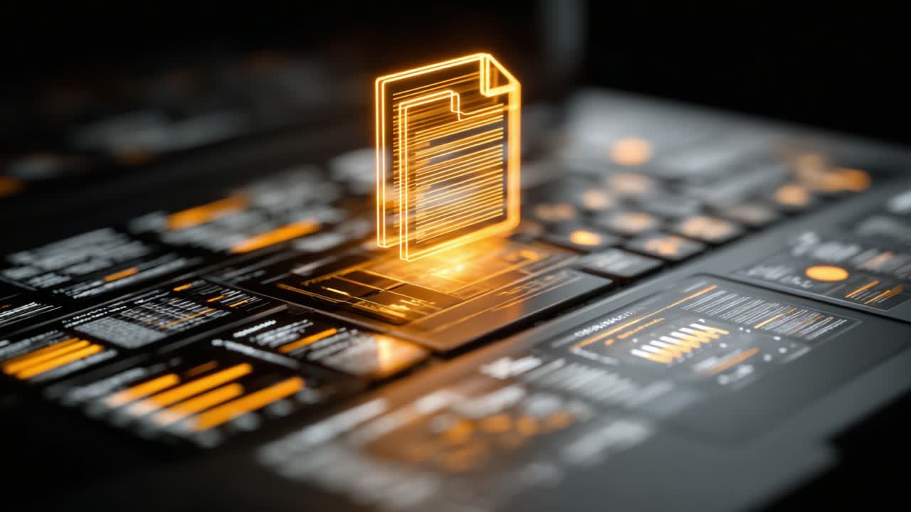 Digital Interface Visualizing Data and Document Processing with an Emphasis on Interactive Elements and Metrics in a Modern Technological Environment