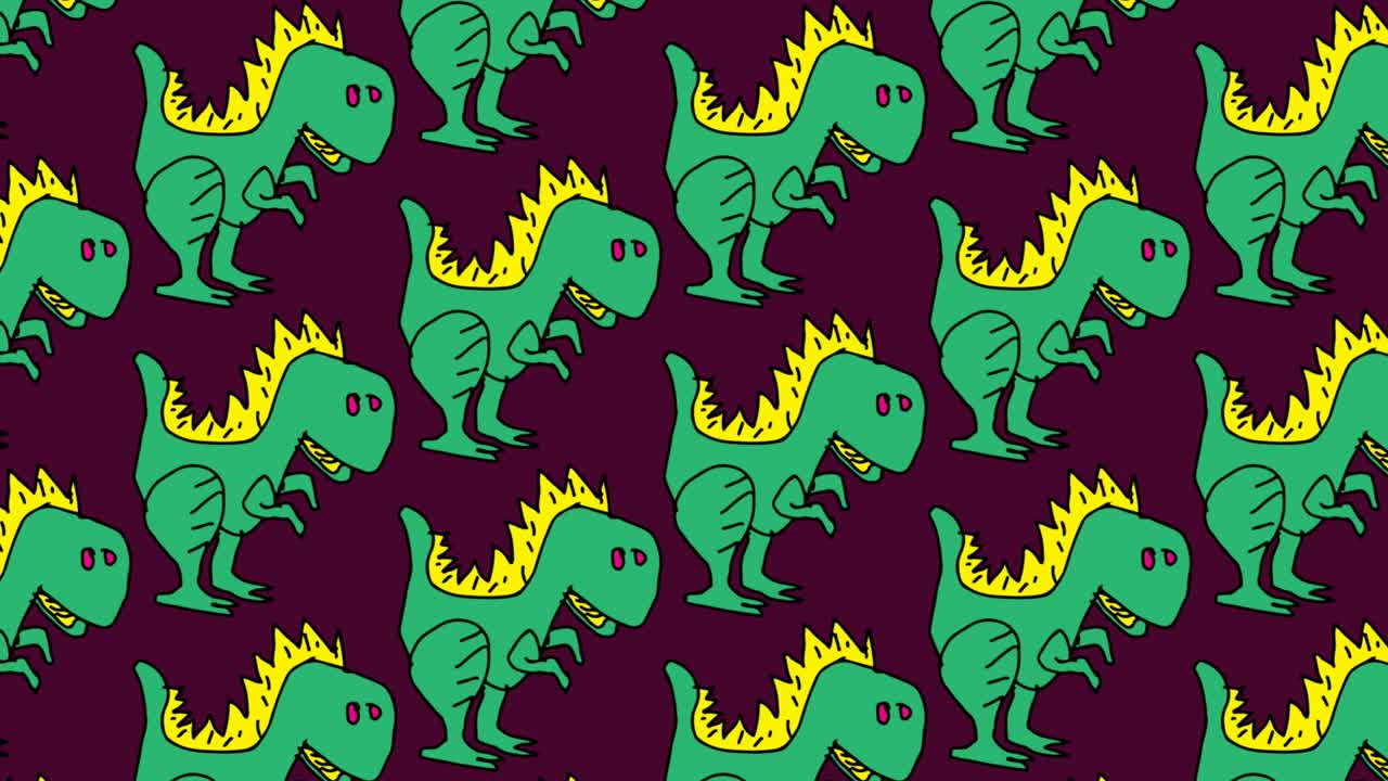 Barnteckning sömlös popkonstbakgrund med tema dinosaurie