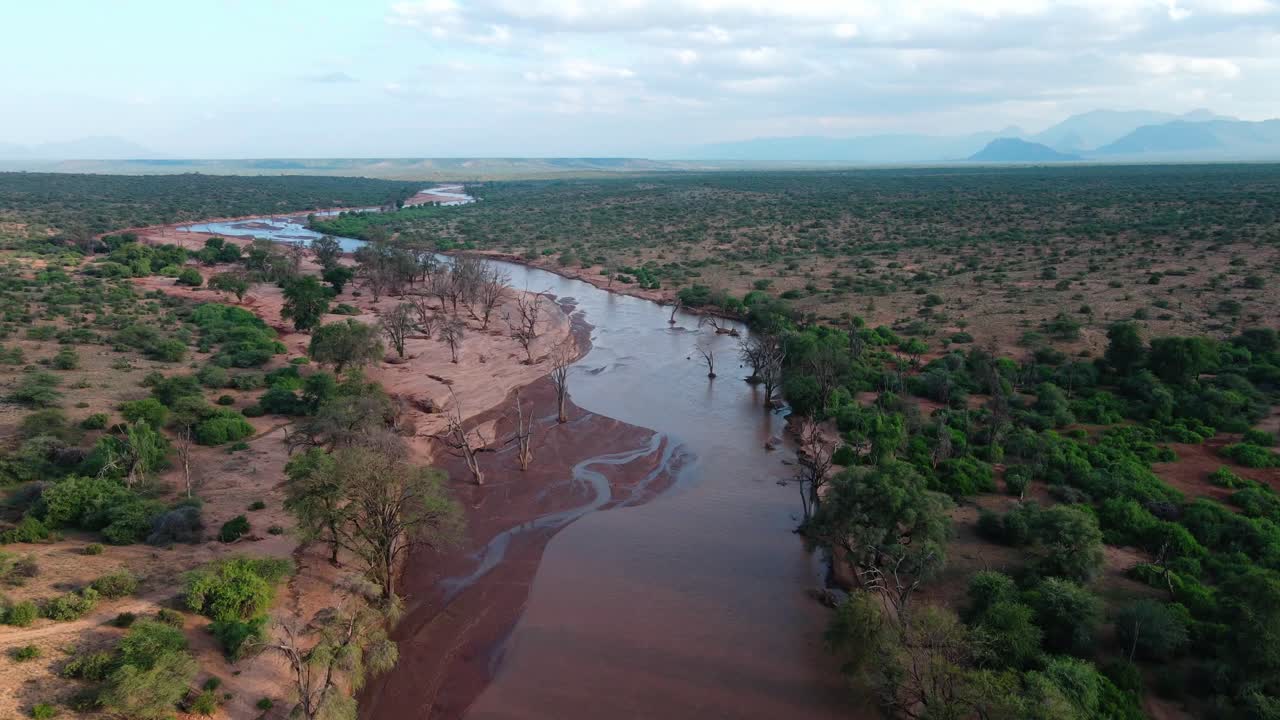 Ewaso Ng'iro River Within The Samburu National Reserve In Kenya, Africa