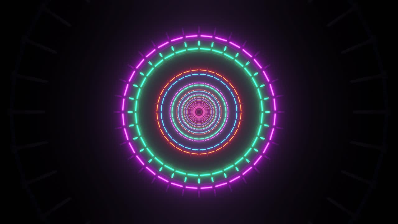 esferas brillantes que se mueven centrífugamente de diferentes colores