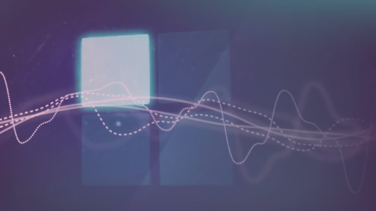 Animation of lines over glowing squares on black background