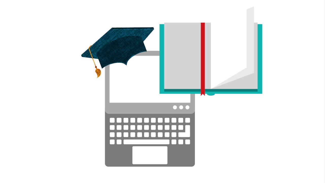 istruzione online con laptop ed e-book
