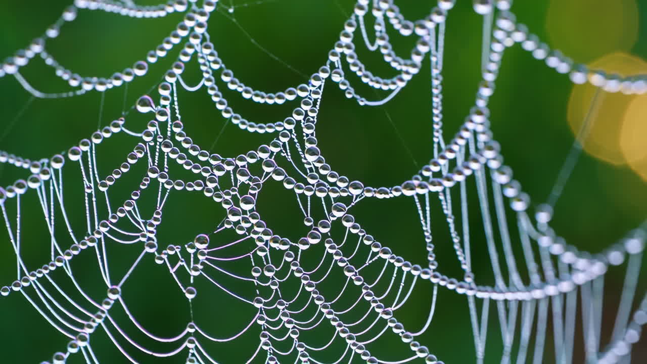 la red de araña con gotas de rocío