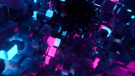 abstract neon cubes tunnel