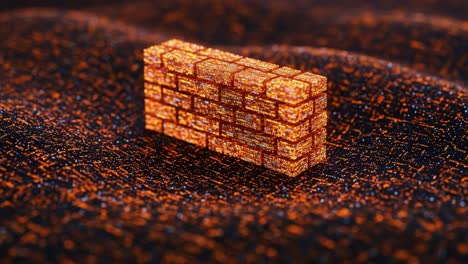 a stunning transformation of a digital wall block, showcasing its evolution from glimmering orange to brilliant yellow against a textured background