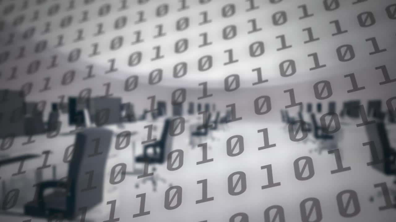 composición digital de codificación binaria procesamiento de datos digitales contra la oficina vacía