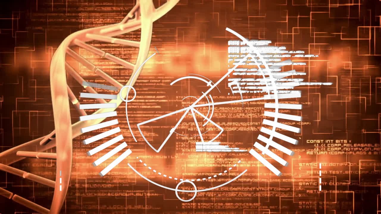 검은 바탕에 스 스캔을 통해 데이터 처리를 통해 dna 스트랜드의 애니메이션