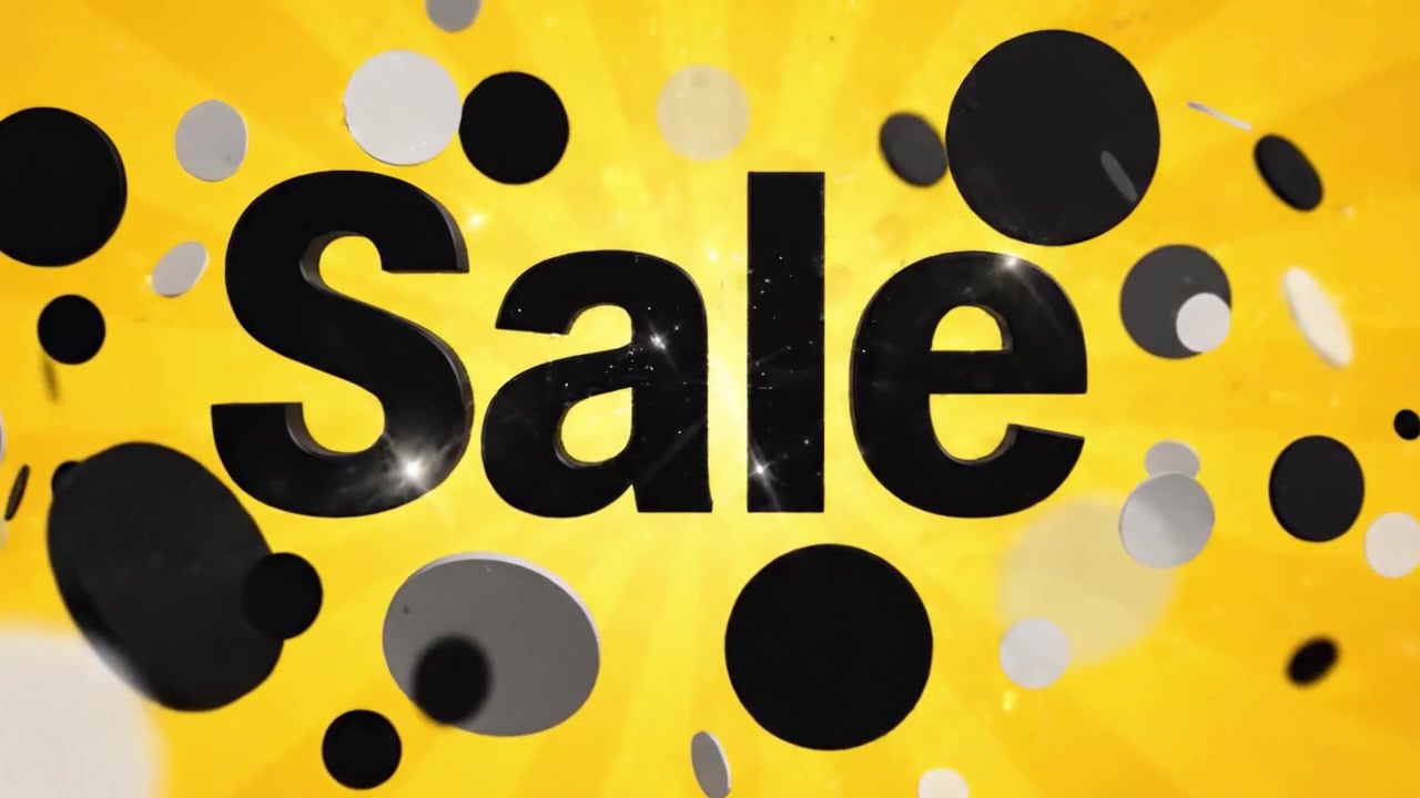 Espositore Promozionale Luminoso e Accattivante con la Parola 'Saldi' su uno Sfondo Giallo Vivace, Perfetto per Catturare l'Attenzione dei Clienti